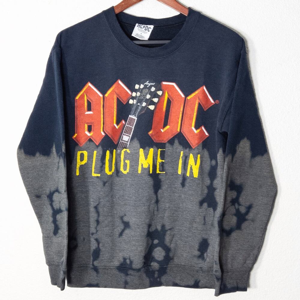 AC/DC Cropped Sweatshirt Small Gray Grunge Rocker Streetwear Merch